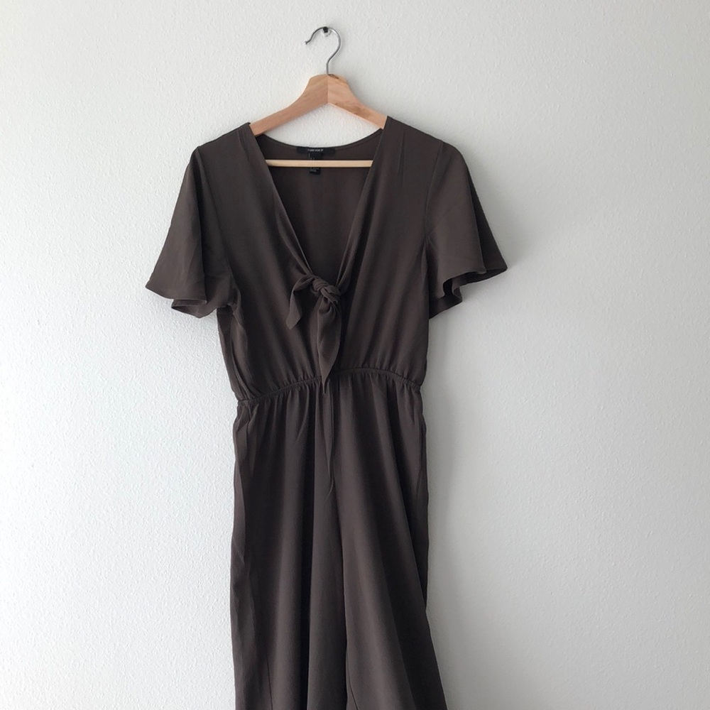 Olive Front-Tie Jumpsuit